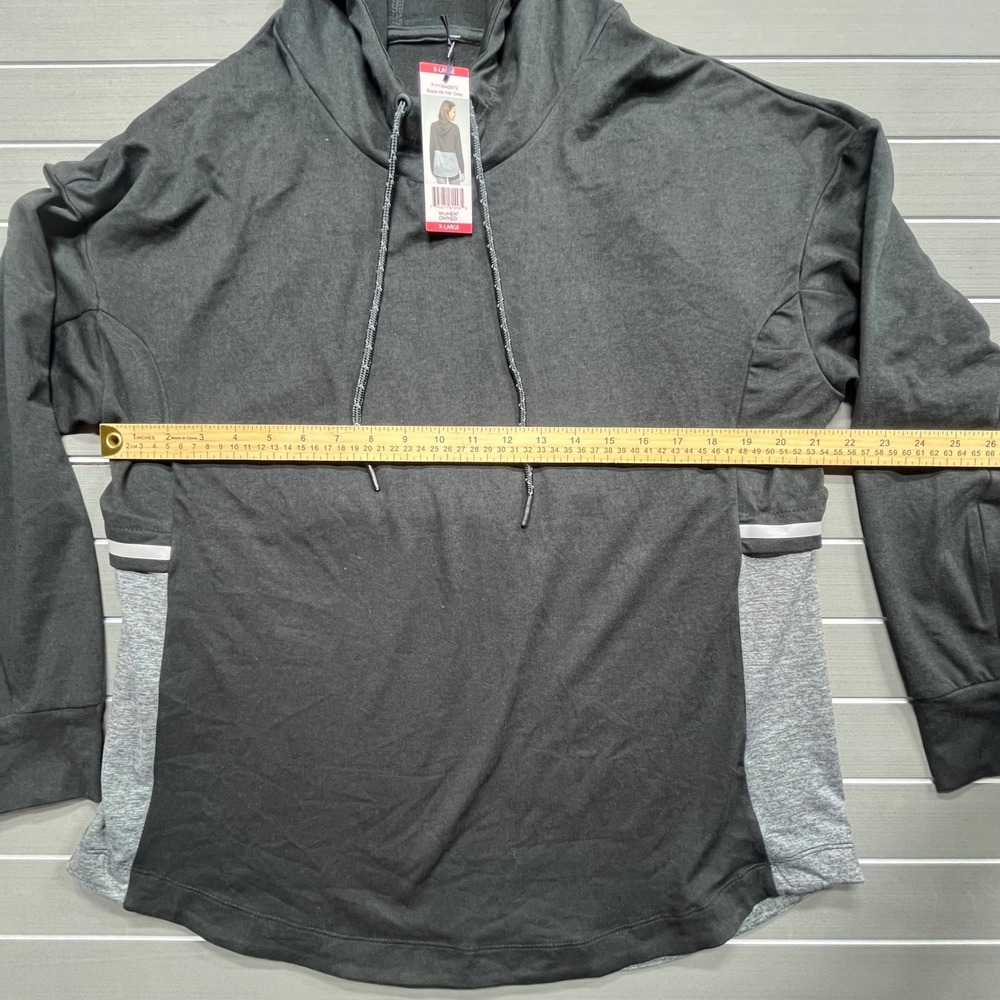 Serene Tangerine Black Heather Grey Colorblock Soft Pullover Hoodie XLarge - Picture 6 of 10